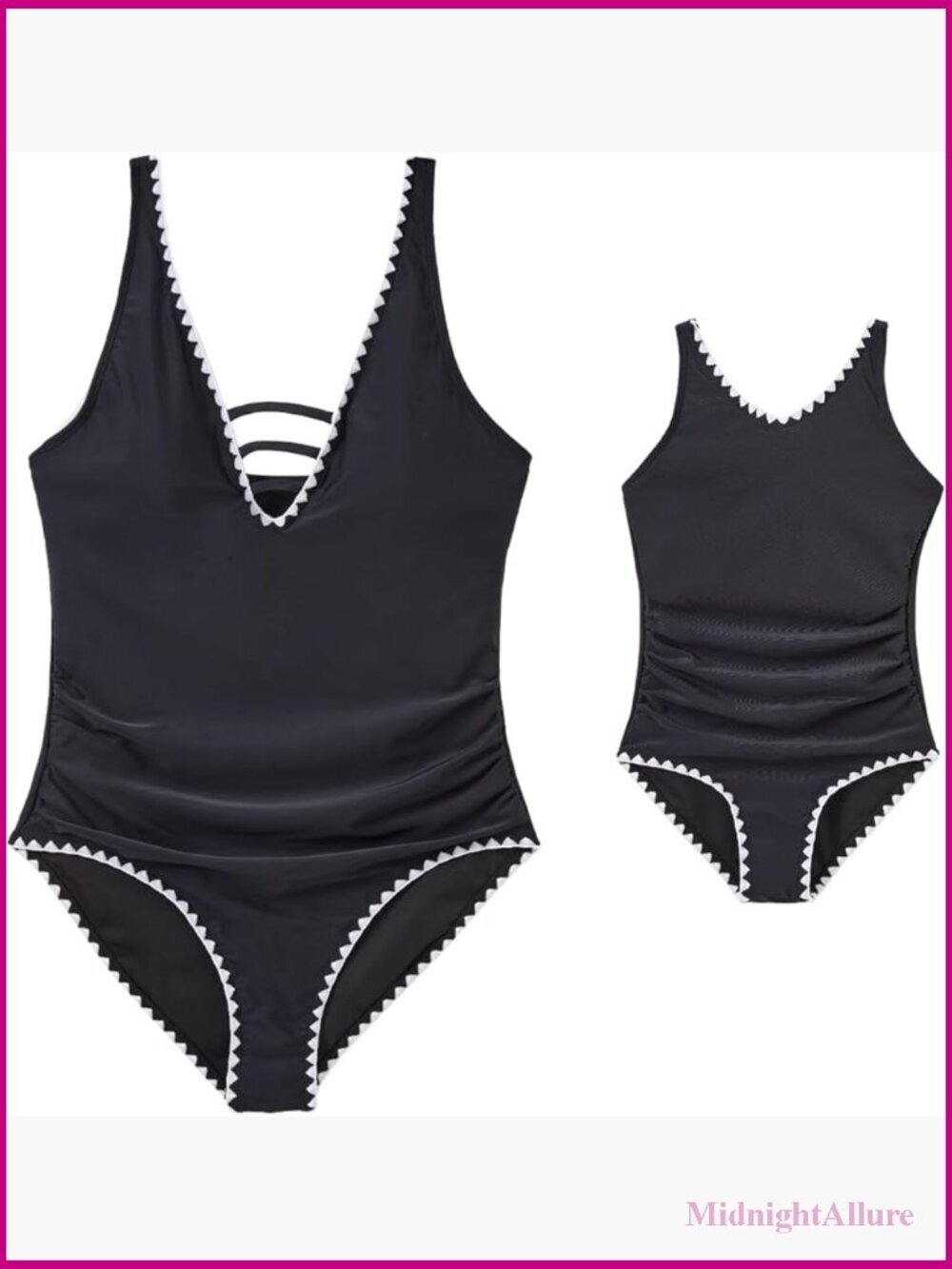 One Piece Swimsuit V Neck Tummy Control Ruched Front Adjustable Straps